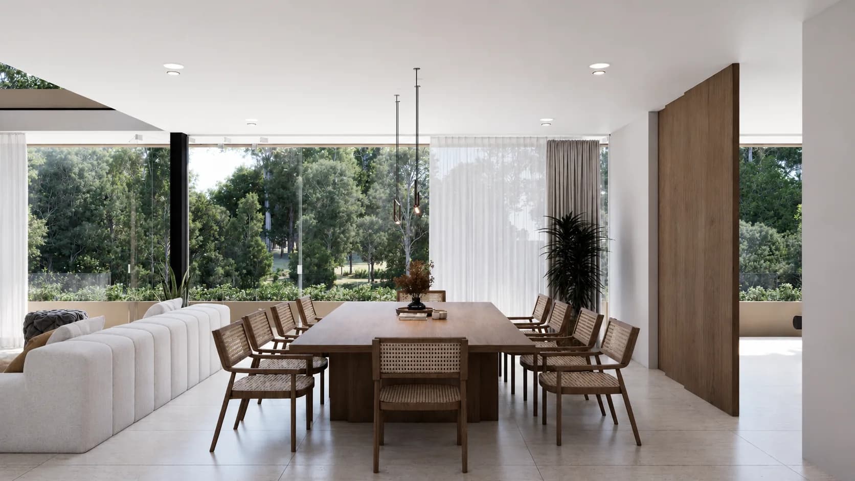 Comedor de la Residencia San Diego abierto al jardín