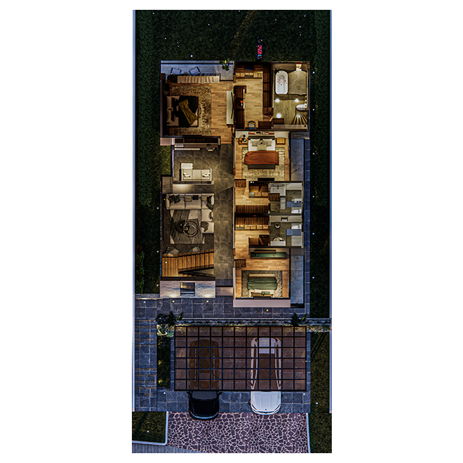 Distribución de habitaciones para Casa Banak en su Planta Alta