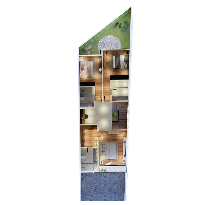 Distribución de habitaciones para Casa Encinos en Planta Alta
