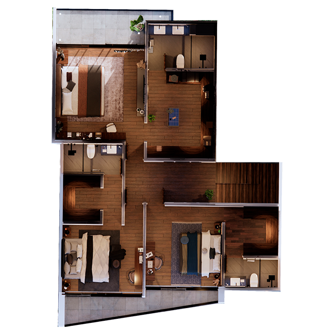 Distribución de habitaciones para Casa Lobos en Planta Alta